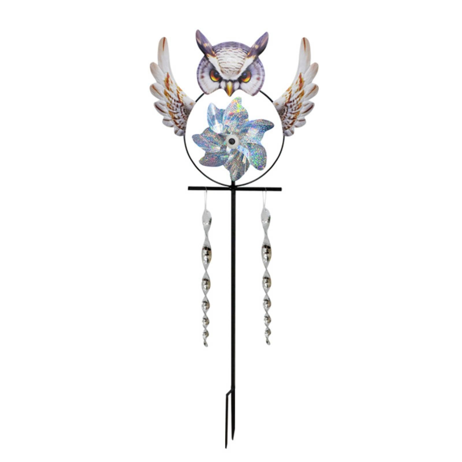 Decorative Owl Wind Rotator Weatherproof Owl Bird Scarer Humane Reflective Bird Chaser for Farmers, Gardeners, Orchard, Balcony, Garden, Owl Windmill-image-48