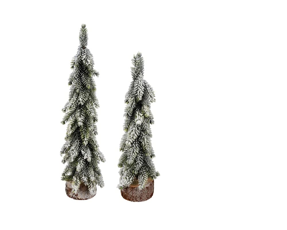 Brio9 Tabletop Flocked Evergreen Rustic Artificial Trees