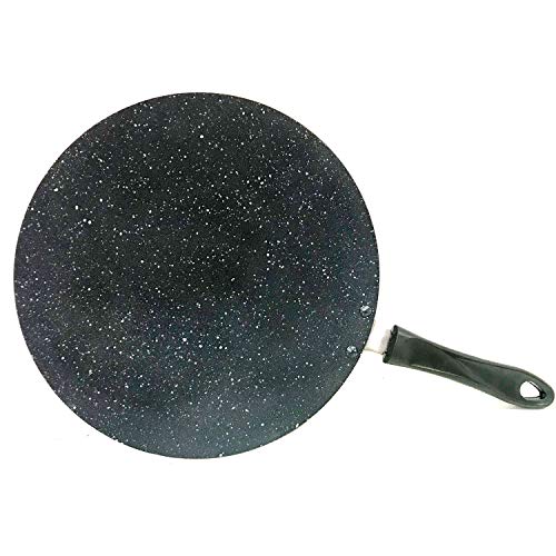 DBY Roti Pan Nonstick Concave Tawa Griddle Chapati Tawa Cookware Paratha Tava Round Griddle Skillet Pancake Crepe Aluminium 2.6 MM with Free Wooden Spatula and Scrubber (285MM) Size 11 Inch