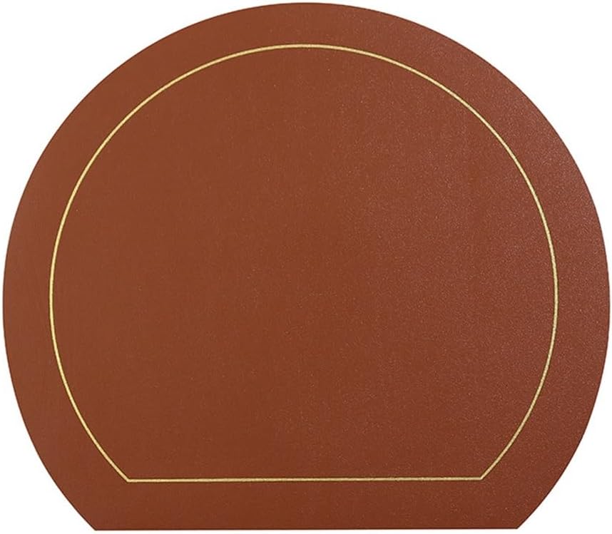 Semi-Circular Leather Placemat Insulation Mat Double-Sided Use Table Hotel Western Place
