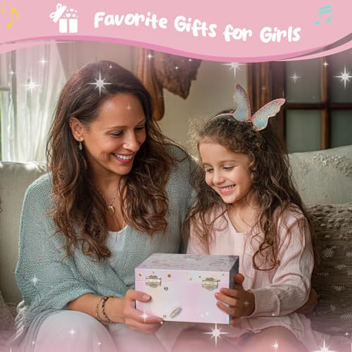 ProCase Unicorn Jewelry Box for Girls, Musical Kids Jewelry Box with Spinning Unicorn Doll, Birthday Gifts for Little Girls Children Toddler Ages 3 4 5 6 7 8 -Pink (Box Only)4