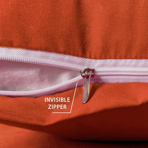 Image of 2 Pack Microfiber Standard Size Zipper Pillowcases,Orange Red Pillow Case Set of 2,Soft Comfortable Not Shrink Pillow Cases Standard,Breathable Luxury Pillow Covers(20x26 Inches)