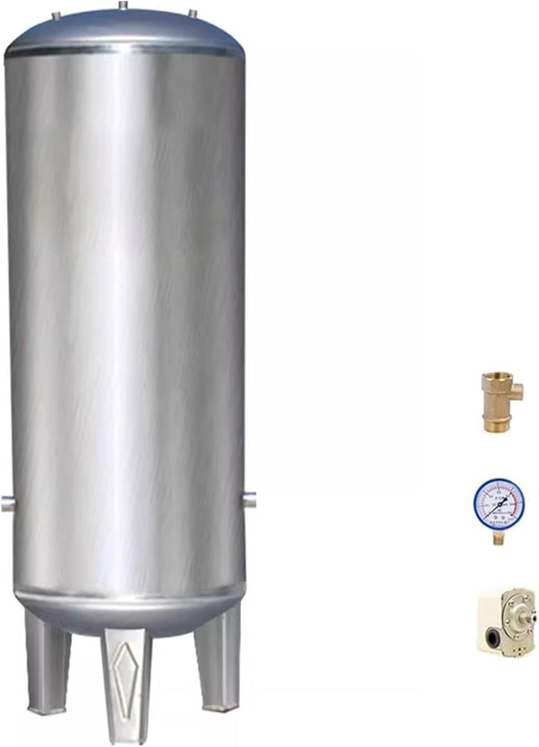 Wassertank Vertikaler Druckbehälter für inländische, 15 25 40 50 Gallonen Edelstahl Druckwassertank mit Montage Kit(60X40cm/23.6x15.7in(60L/15.8Gal))