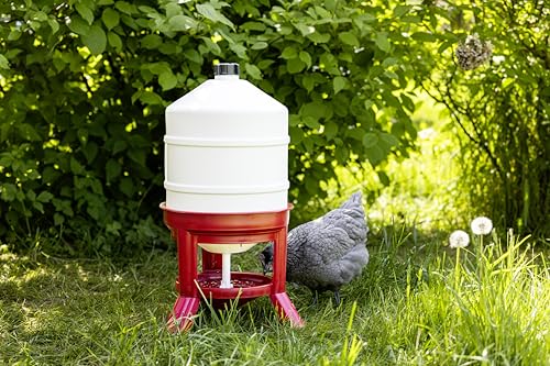 Kerbl Geflügeltränke (Tränke / automatische Wasserversorgung für Geflügel, Höhe 70 cm, 30 Liter, Kunststoff rot/weiß) 70233
