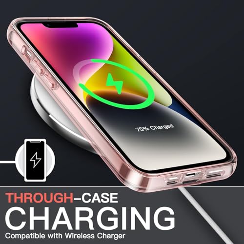 Image of VONZEE Translucent Clear Back Cover Compatible with (iPhone 16 Case)(2024), PC Shockproof Scratch Resistant, Non-Yellowing, Support Mag-Safe Wireless Magnetic Charging - Pink|6.1''