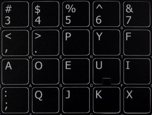 Dvorak Non-Transparent Black Keyboard Stickers (14X14) For Desktop, Laptop And Notebook #TOP2