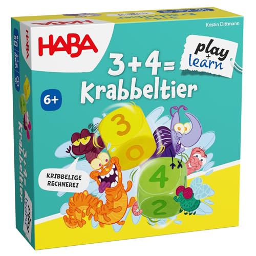 HABA 3 + 4 = Krabbeltier – Lustiges Mathe-Lernspiel für Kinder ab 6 Jahren – Rechnen Lernen bis 10 & Gedächtnistraining Einschulung & 1. Klasse – 2013336001