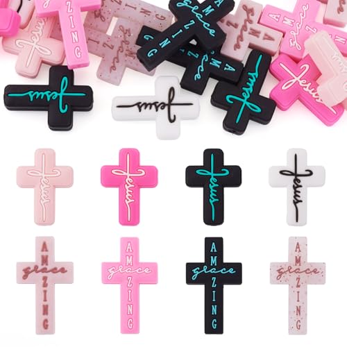Perles en silicone croix Jésus focales pour loisirs créatifs DIY