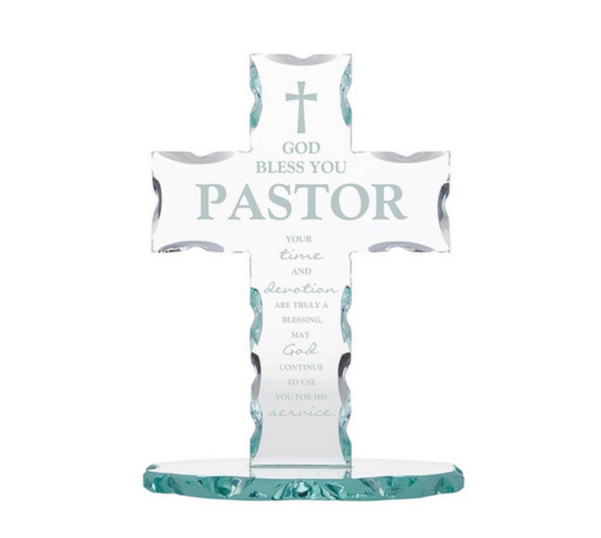 Christian Brands Inspirational Gifts - Laser Engraved Standing Glass Cross, 7.13-Inch, Pastor Appreciation