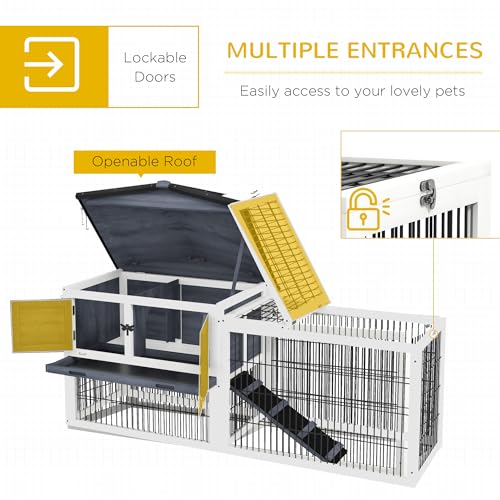 Pawhut USD51-122CG0131 2 Levels Outdoor Rabbit Hutch thumb #3
