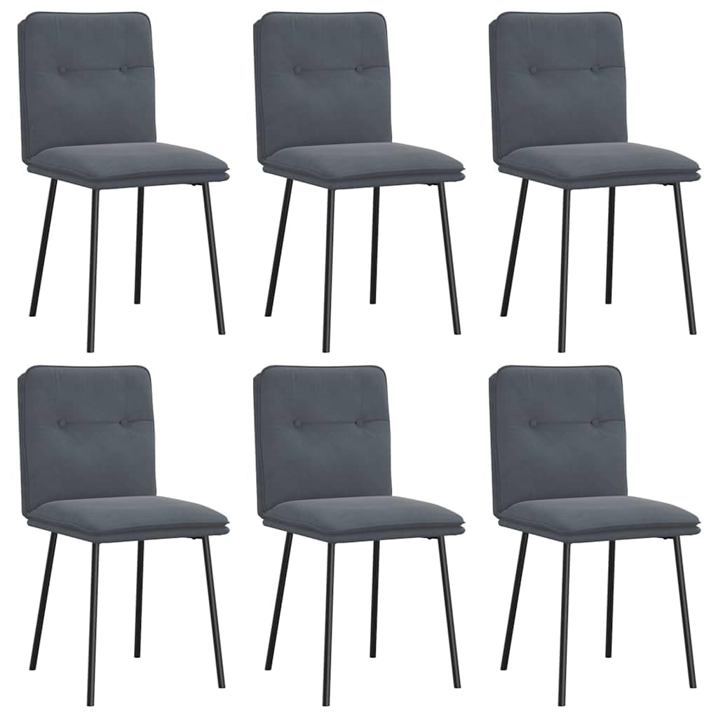 Sedie per sala da pranzo, 6 pezzi, velluto grigio scuro