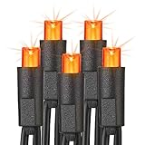 Brizled Orange Halloween Lights, 33ft 100 LED 5mm Wide Angle Orange Halloween String Lights, 120V UL Certified Connectable Mini Amber Light String for Tree Party Home Indoor Outdoor Decor, Black Wire