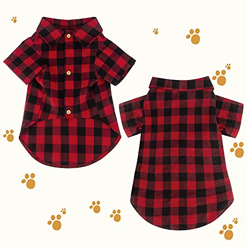 Jamktepat JAM232207 Plaid Dog Shirt Red Buffalo Dog Outfit Soft Casual Dog Clothes For Small Medium Large Dogs Puppy Cats Halloween Thanksgiving Christmas Costumes thumb #2
