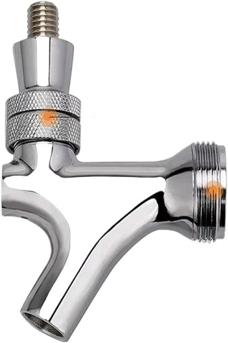 1pc All Stainless Steel Beer Tap with 127mm Copper Chrome Plating Shank Long Shank Beer Faucet for Wall Installation/Bar/Brewing(Siliver)