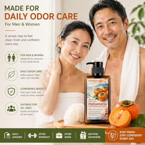 LeunDen Persimmon Body Wash for Old People Smell, Persimmon Soap Body Wash with Fermented Persimmon & Green Tea Extracts, Gentle for Sensitive & Mature Skin, 10.1 fl oz — view 6