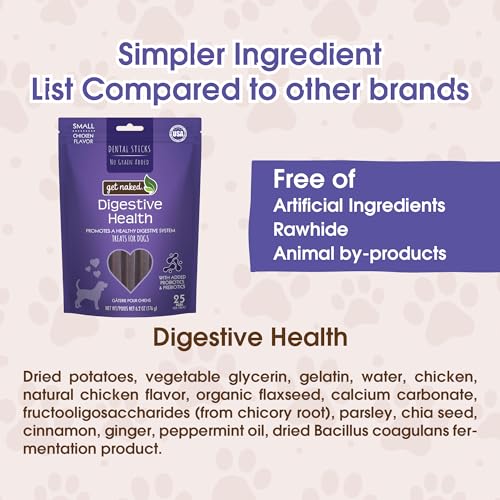 Get Naked Grain Free 1 Pouch 6.2 Oz Digestive Health Dental Chew Sticks, Small - Image 3
