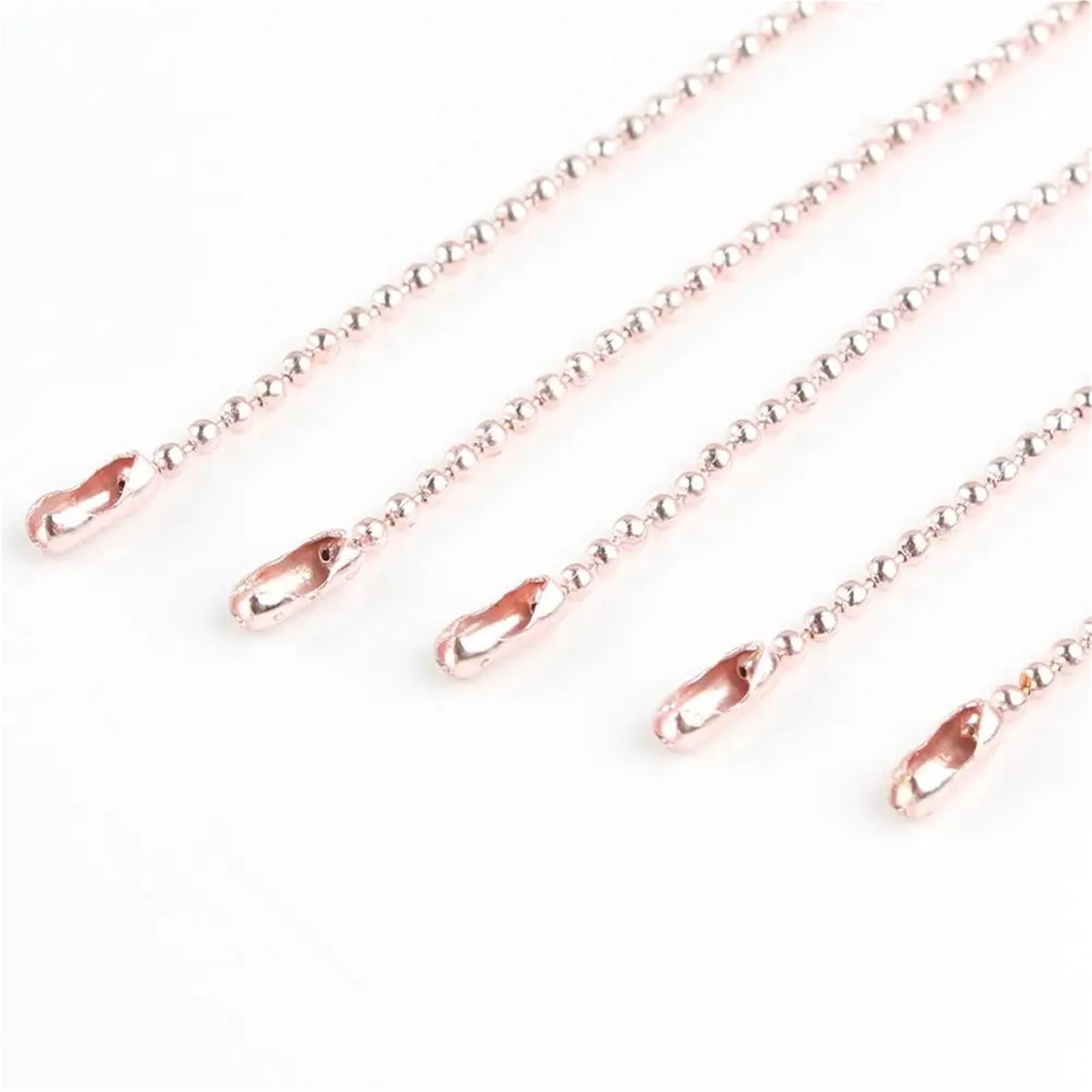 100 catene a sfere in metallo da appendere per collane fai da te e gioielli, perline da 1,5 mm, collana con connettori 68 cm (oro rosa)