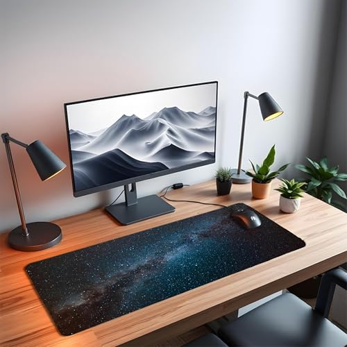 Image of Space Combo XL Extended Gaming Mouse Pad | XXL Large Desk Mat 60x30cm for Laptop & PC | Non-Slip Rubber Base, Waterproof, Durable & Smooth Surface | Office, Gaming & Study, asthetic