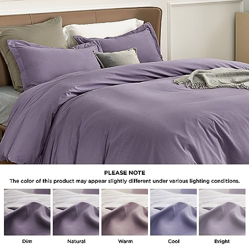 Image of Bedsure Duvet Cover King Size, Double Brushed Bedding Set, Dusty Purple | For Kids & Adults, 104 inchx90 inch Comforter Cover, Hotel Luxury, All Season, Breathable, Easy Care, Lightweight, Zipper Closure