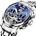 Swiss Men's Stainless Steel Blue Tourbillon Automatic Mechanical Watch