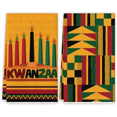 Yarcooly Happy Kwanzaa Kitchen Towels African American Heritage Festival Dish Towels...