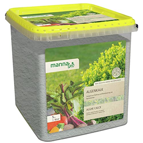 Manna Algenkalk 5 kg für ca. 50 m², Pulver, Blattkalkung, Naturprodukt, Mangelerscheinungen vorbeugen, Pflanzenresistenz erhöhen, pH-Wert regulieren