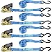 Produktbild Connex Zurrgurt - Praktisches Set mit 4 Stück - Zweiteilig - 4,5 m x 25 mm - 500 kg maximale Belastbarkeit - Mit Spannratsche & S-Haken - Aus Polyester / Spanngurt / Ladungssicherung / DY270643