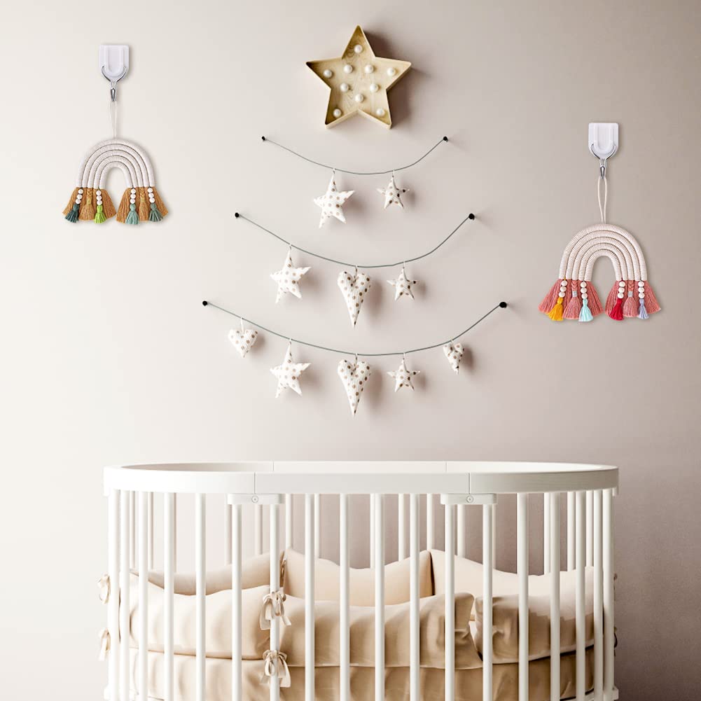 follwer0 Arcobaleno macramè, acchiappasogni, arazzo da parete per cameretta dei bambini, decorazione per camera da letto, cameretta dei bambini, macramè, piccolo scaffale da parete