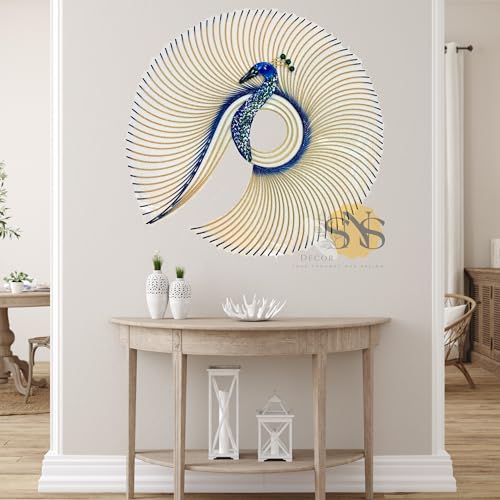 Image of SNS Decor Metal Peacock Wall Art Decorations | Modern Luxury Metal Wall Art Decor, | Perfect 3D Wall Sculpture For Living Room, Drawing Room, Restaurant, Hotel & Office (Design-108)