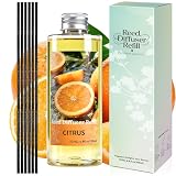 STRN Reed Diffuser Oil Refill, Citrus Scented Diffuser Oil Refills with 6 Reed Sticks 200ML(6.8fl.oz), Room Fresheners for Home, Long-Lasting Summer Fragrance for Living Room, Bedroom, Office