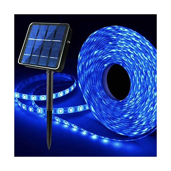 Solar-LED-Streifen für den Außenbereich, blau, solarbetrieben, flexibel, wasserdicht, 8 Modi, 180 LED-Lichtleisten, für…