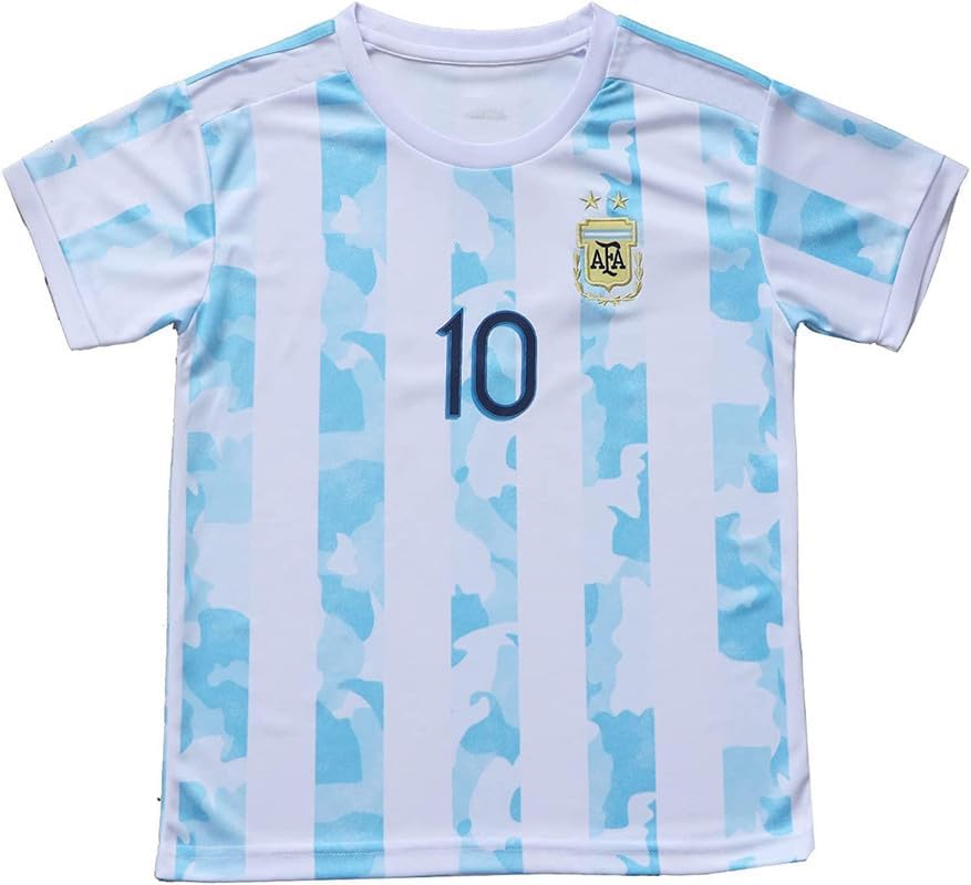 Argentina #10 Leo 2021 Copa-American Home Kids Football Soccer Jersey/Shorts/Socks Kit Gift Set Youth Sizes - Image 3