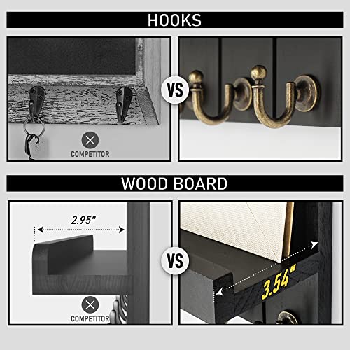 Rebee Vision Decorative Farmhouse Key Holder For Wall - Elegant Wall Mounted Key Racks With Modern Mail Organizer For Home Entryway Decor - Stylish Key Hooks (Black) #TOP4