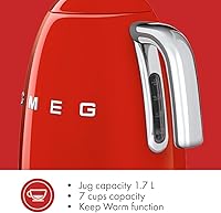 Vista 7 de SMEG 7-Cup Variable Temperature Electric Kettle - Retro Style Aesthetic with Advanced Technology - Stainless Steel, 1400W, 120V, 360° Swivel Base