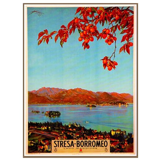 A SLICE IN TIME Stresa-Borromeo Stresa Lago Lake Maggiore Italy Vintage Italian Travel Advertisement Art Poster Print. Measures 10 x 13.5 inches