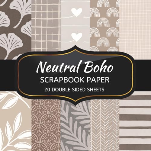 Neutral Boho Scrapbook Paper: 20 Sheets Double Sided Color, Decoupage, Junk Journal & DIY Projects, Decorative Craft Paper Pad for Scrapbooking | 8.5 x 8.5 image 2