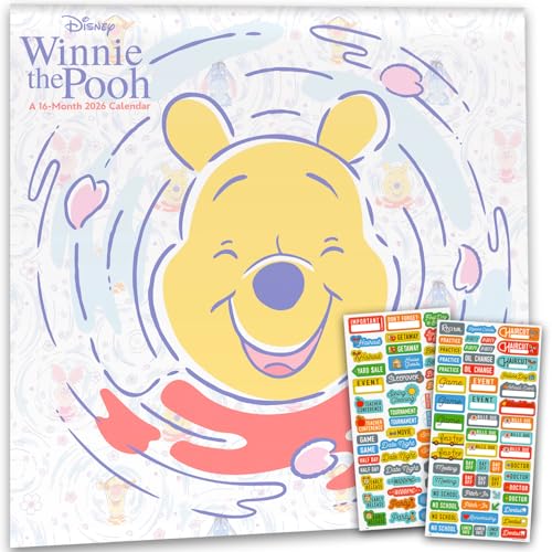 Disney Winnie The Pooh Calendar 2026 - Deluxe 2026 Winnie The Pooh Wall Calendar Bundle with Over 100 Reminder Stickers (Hundred-Acre Wood Gifts, Office Supplies)