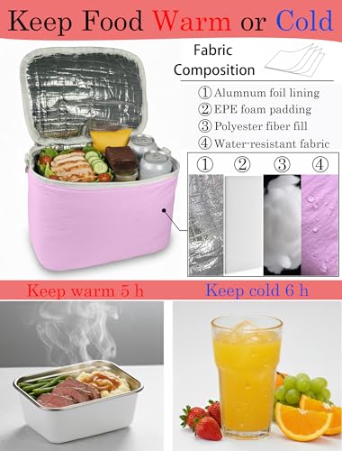 50% Off Pink Insulated Lunch Bag - Keeps Food Warm & Cool