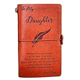 to My Daughter Leather Journal from Mom - Enjoy The Ride and Never Forget The Way Home Notebook - 136 Page Travel Diary Journal Sketch Book Graduation Back to School Gift for Girls