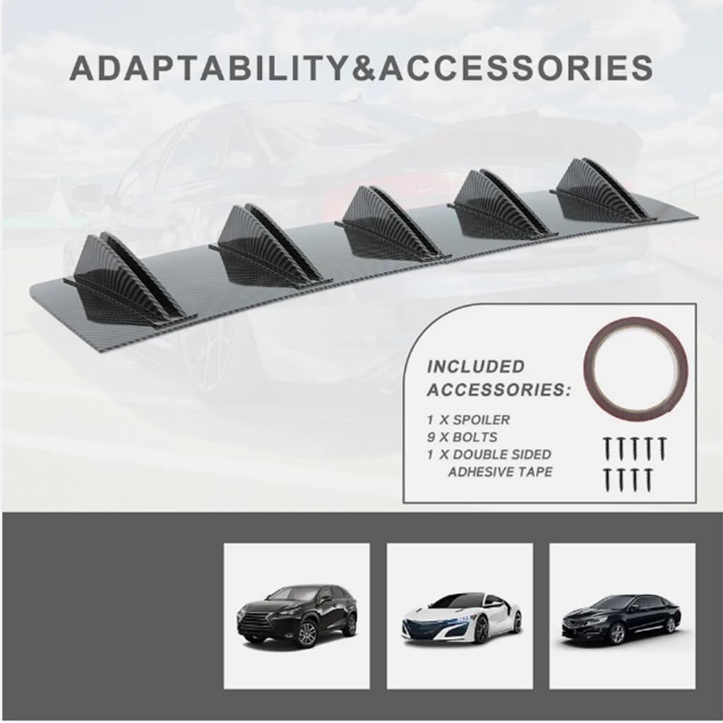 Difusor de Labios de Parachoques para Mini Mini 4door 2014-2023,Shark Fin Difusor Spoiler Chasis de Parachoques Trasero Alerón Coche Accesorios