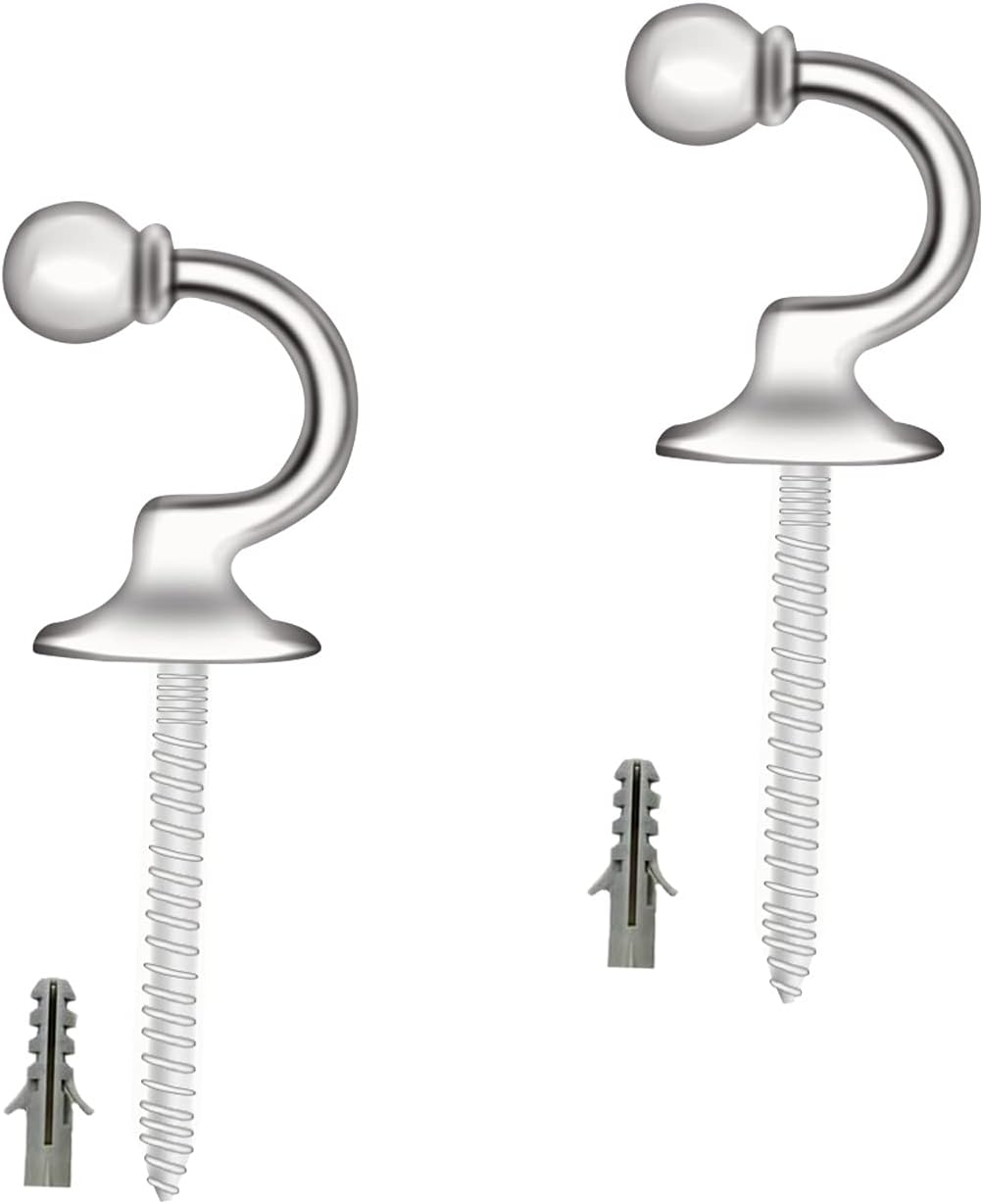 2 Pairs U Shaped Curtain Tieback Hooks Heavy Duty Metal Ball End