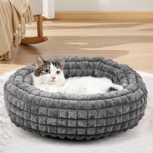XIAPIA Cuccia Gatto Interno, Morbido e Caldo Cuccia per Gatti e Cuccioli, Letto per Animali Domestici, Letto per Gatti Antiscivolo, Lavabile (Quadrati Grigi)
