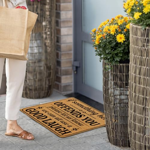 Likjad Funny Door Mat - Outside & Indoor Entrance Mats, Coir Doormat 17x30 inch - Bring a Laugh to Your Entryway