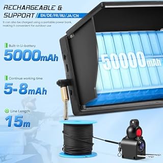 Rilevatore di pesca, fotocamera subacquea, sensore di pesca, display HD da 4,3 pollici, visione notturna, batteria al litio da 5000 mAh, fotocamera HD, impermeabile IP65, diverse lingue