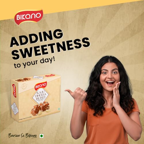 Image of Bikano Kaju Dhoda Burfi | Rich Cashew Delight Infused with Coconut & Cardamom | Traditional Indian Sweet | 400g (Pack of 2)