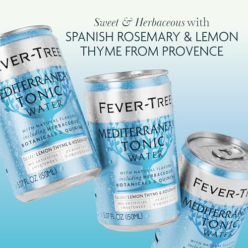Image of Fever-Tree Mediterranean Tonic Water - Premium Mixer for Cocktails and Mocktails, 24 x 5.1 fl oz Cans Glass Bottles - Naturally Sourced, Non-GMO