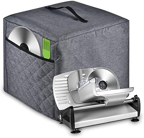 Zbeiur Meat Slicer Cover, Food Slicer Cover,With Organizer Bag for Accessories, such as Stainless steel blade, brush, etc, waterproof fabric, easy to clean. (Grey)
