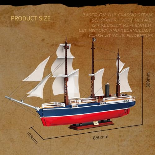 BDYDT Steam Sailboat Set Endurance Steam Sailor Mini Building Blocks Set(1687PCS) Building Set Model Toys Gifts for Kid and Adult,Interesting Gifts for Ship Enthusiasts