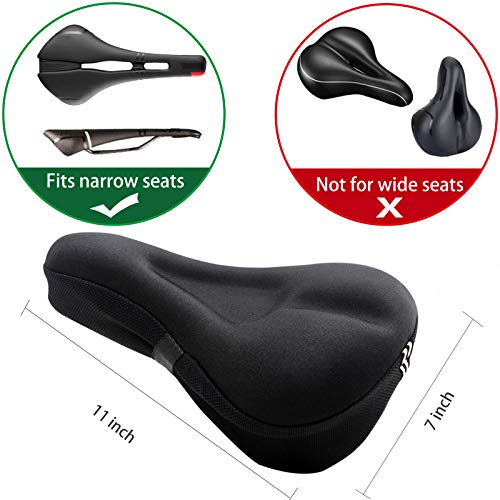 Mountain Bike Seat Cushion Cover Extra Soft Gel Bicycle Seat Cover, Soft Silicone Padded Bike Saddle Cover, Anti-Slip Bicycle Seat Cushion Spinning with Waterpoof&Dust Resistant Cover Outdoor Cycling