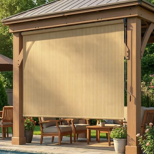LIFERUN Auvent vertical 180*240 cm,Store Vertical,Toile d'ombrage HDPE pour pergola de...